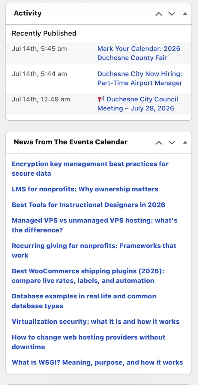 Northpoint Admin Studio simplified WordPress dashboard for municipal staff