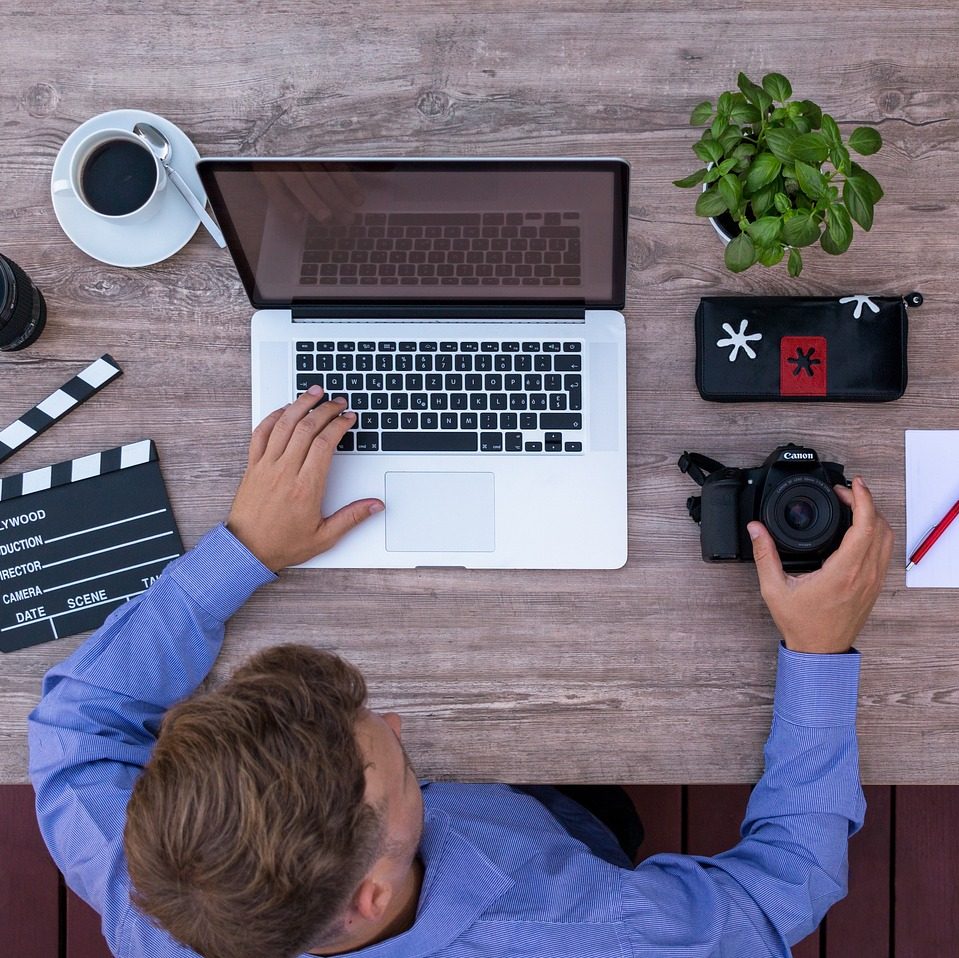 youtuber, computer, filmmakers, film producer, from above, short film, workplace, desk, office, mockup, home office, focused, at work, keyboard, laptop, macbook, clapperboard, photoshop, premiere, after effects, work, template, mock-up, designer, screen, mac, apple, bird's eye view, shirt, young employees, graphic design, freelancer, creative, photographer, professional, business man, clean, young, employees, author, a middle-aged woman, the media, media-creating, youtuber, youtuber, youtuber, youtuber, youtuber, after effects