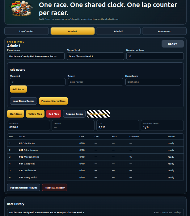 Lap Racer App for Fairs and Rodeos