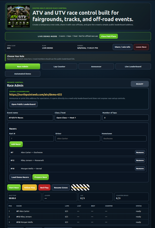 Office Chair Race Controller – Live Lap Timing, Race Scoring & Leaderboard App - Image 6