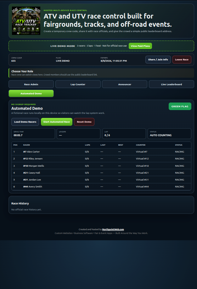 Office Chair Race Controller – Live Lap Timing, Race Scoring & Leaderboard App - Image 2